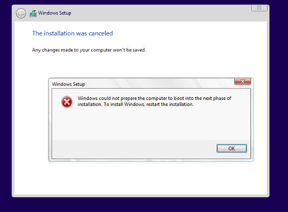 Windows installation error